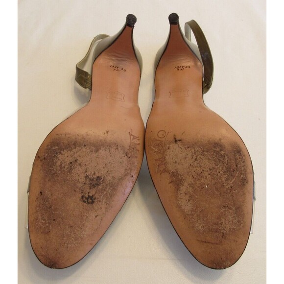Vintage A'mano for Stanley Philipson Green Peep Toe Sling Back Heels Size 9N - Picture 9 of 10